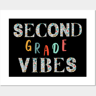 Second Grade Vibes 2nd Grade Retro Back To School Posters and Art